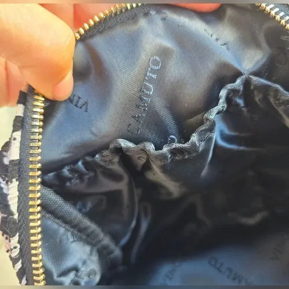 New- Vince Camuto Black and Cream Floral Women's Pouch - Picture 7 of 9